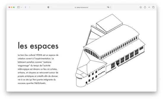 example page of the website : vewa.lu - espaces de création